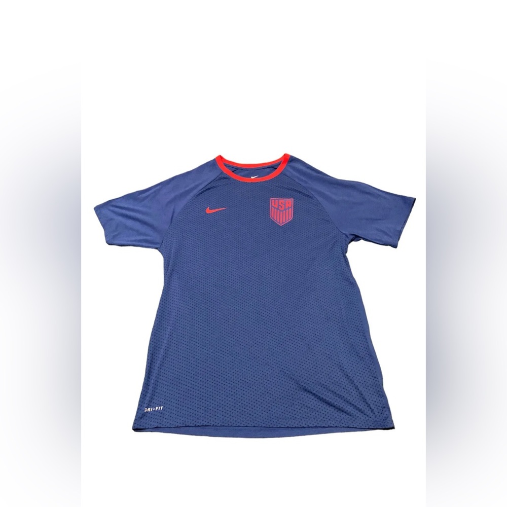 NIKE DRI-FIT USA SOCCER TEE SHIRT BLUE STARS MENS SIZED LARGE WORLD CUP! USED